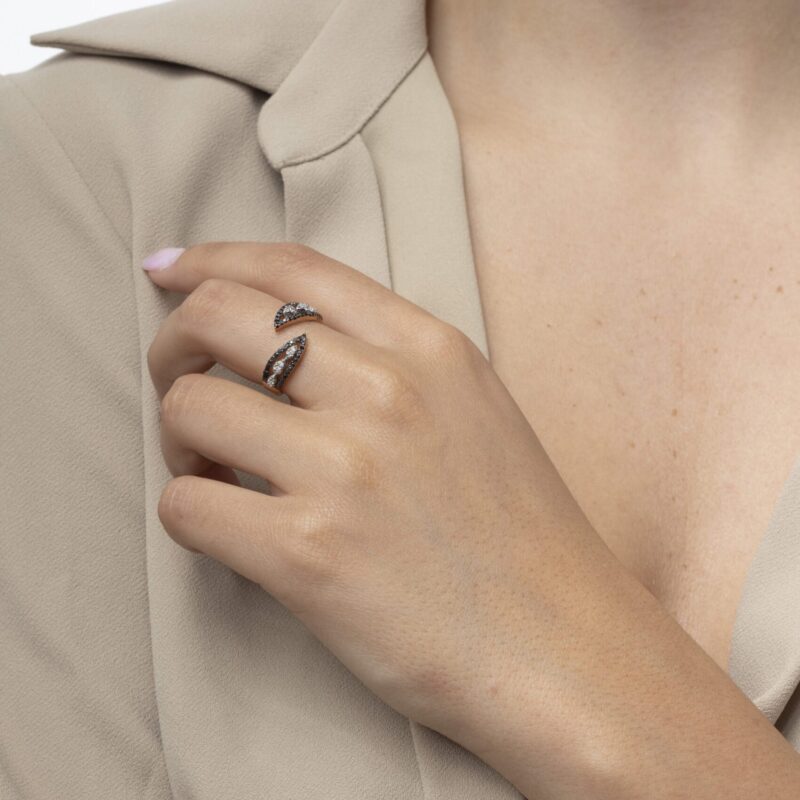 Classic Diamond Ring with Fancy Black Diamond - Image 2