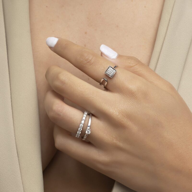 Wedding Band with White Diamond - Image 2