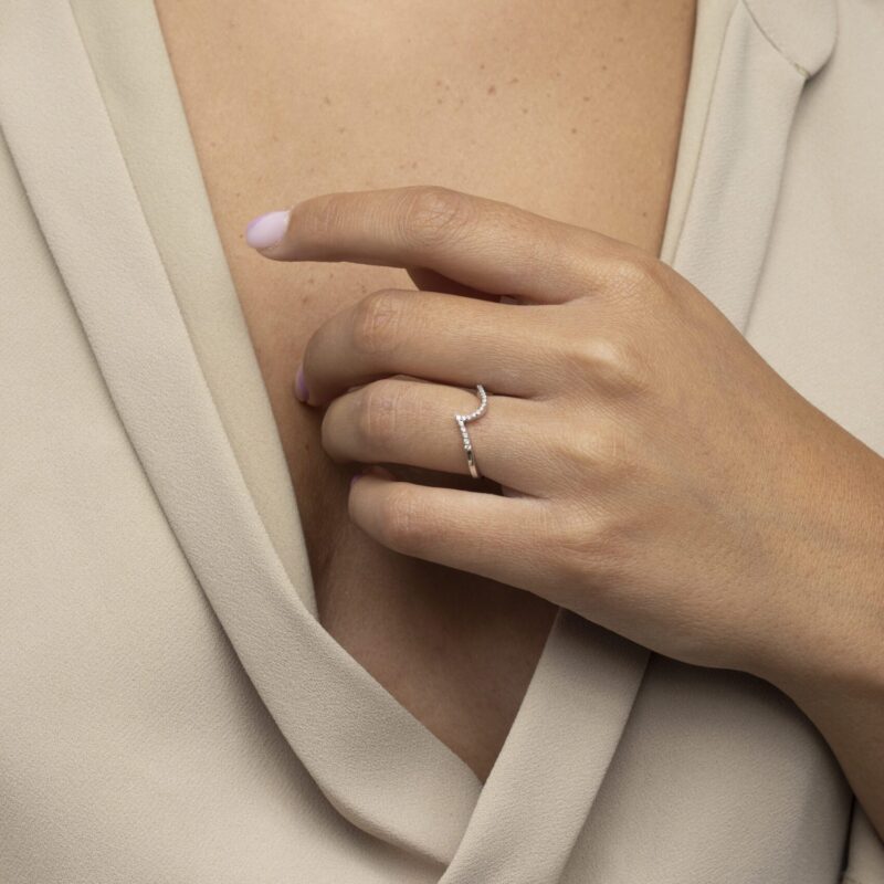Wedding Band with White Diamond - Image 2