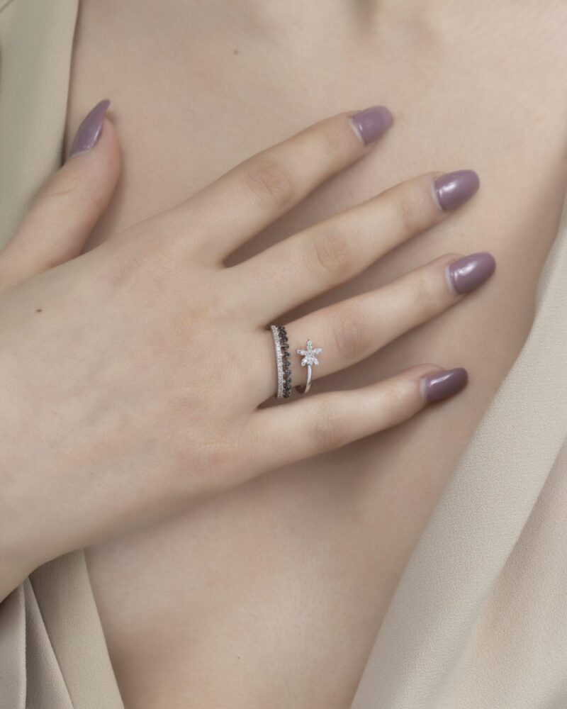 Classic Diamond Ring with Fancy Black Diamond - Image 2