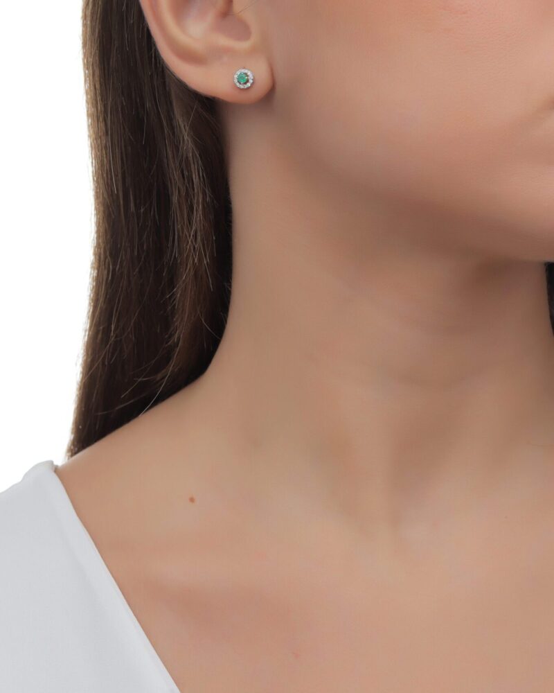 Daily Dazzle Diamond Earrings with Emerald - Image 2