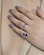 Classic Diamond Ring with Sapphire - Image 2