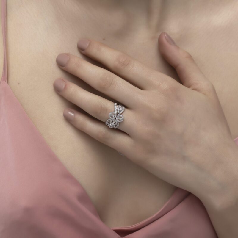Classic Diamond Ring with Baguette  Pear and Marquise - Image 2