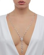 Bridal Diamond Necklace with Baguette and Trapeze Diamond - Image 2