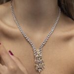 Bridal Diamond Necklace with Yellow Stones - Image 2