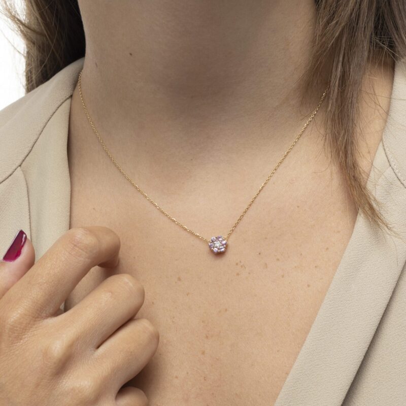Daily Dazzle Diamond Necklace with Pink Sapphire - Image 3