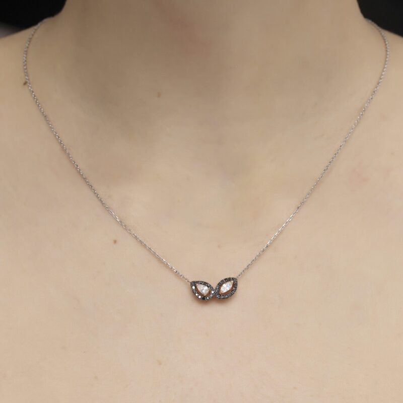 Daily Dazzle Necklace Marquise and Pear Diamond with Black Diamond - Image 2
