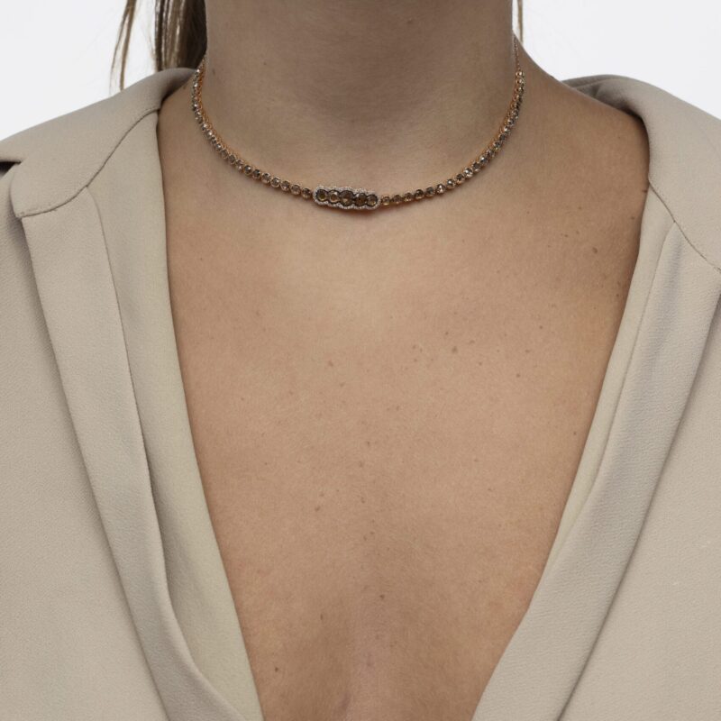 Daily Dazzle Diamond Choker Necklace with Brown Diamond - Image 2