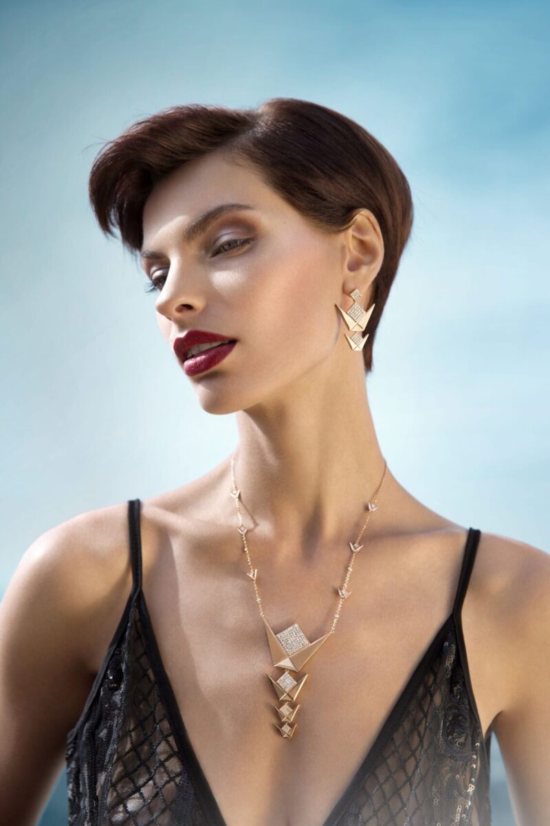 Emblem Earrings with White Diamond - Image 2