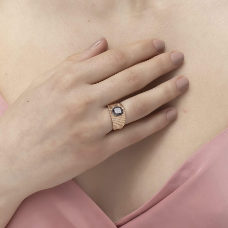 Classic Diamond Ring with Black Diamond - Image 2