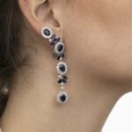 Classic Diamond Earrings with Sapphire - Image 3