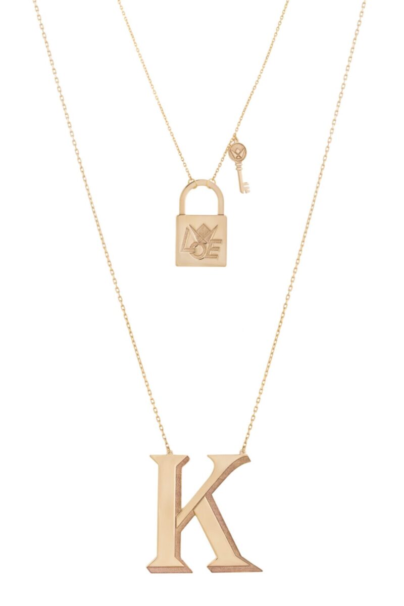Initials Gold Necklace Letter K - Image 2