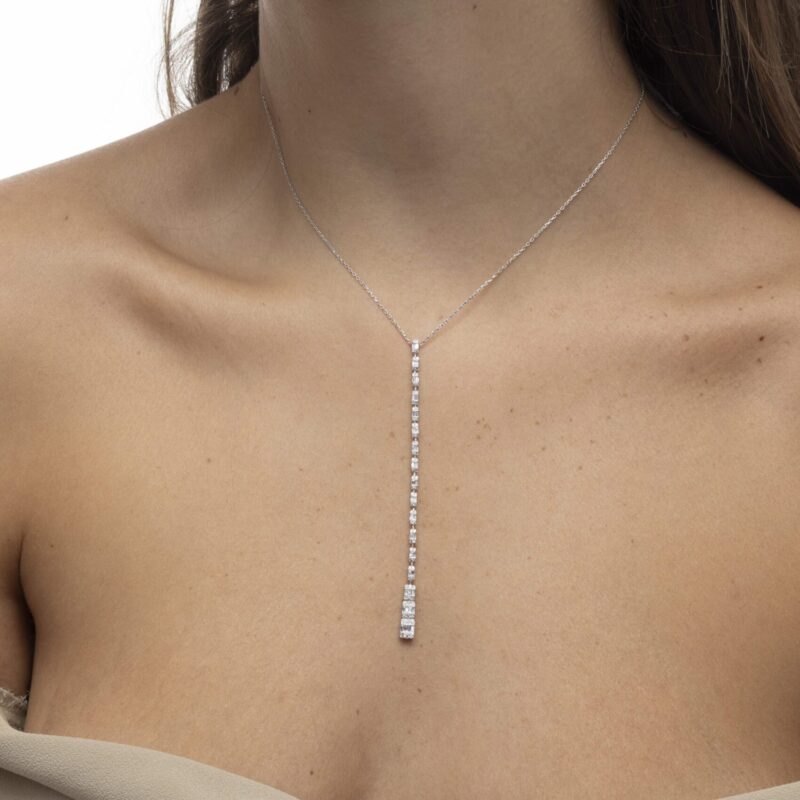 Classic Diamond Necklace with Baguette Diamond - Image 2