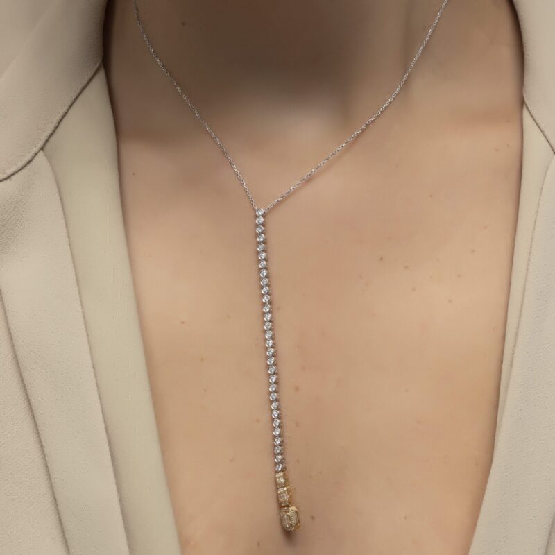 Classic Diamond Necklace with Baguette Diamond - Image 2