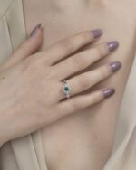 Classic Diamond Ring with Emerald - Image 2