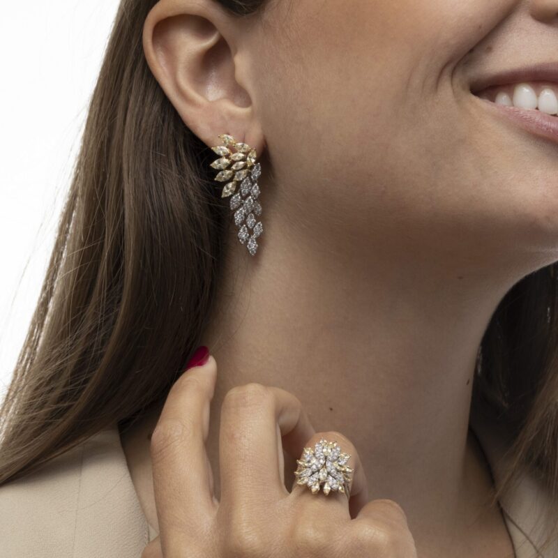 Classic Diamond Ring with Precious Yellow Stones - Image 3