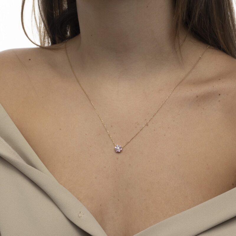 Daily Dazzle Diamond Necklace with Pink Sapphire - Image 2