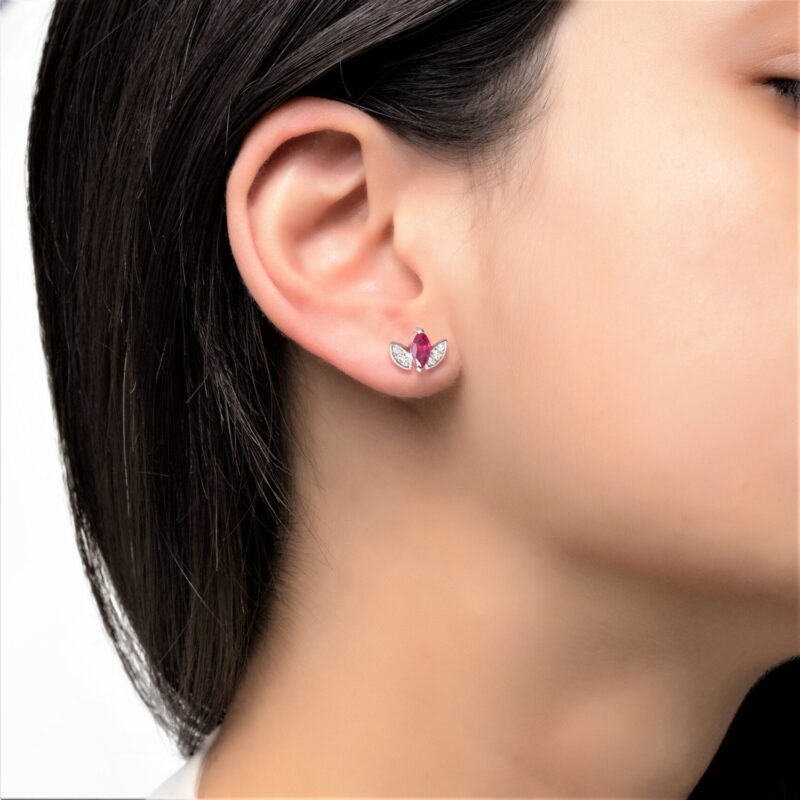 Daily Dazzle Diamond Earrings with Ruby - Image 2