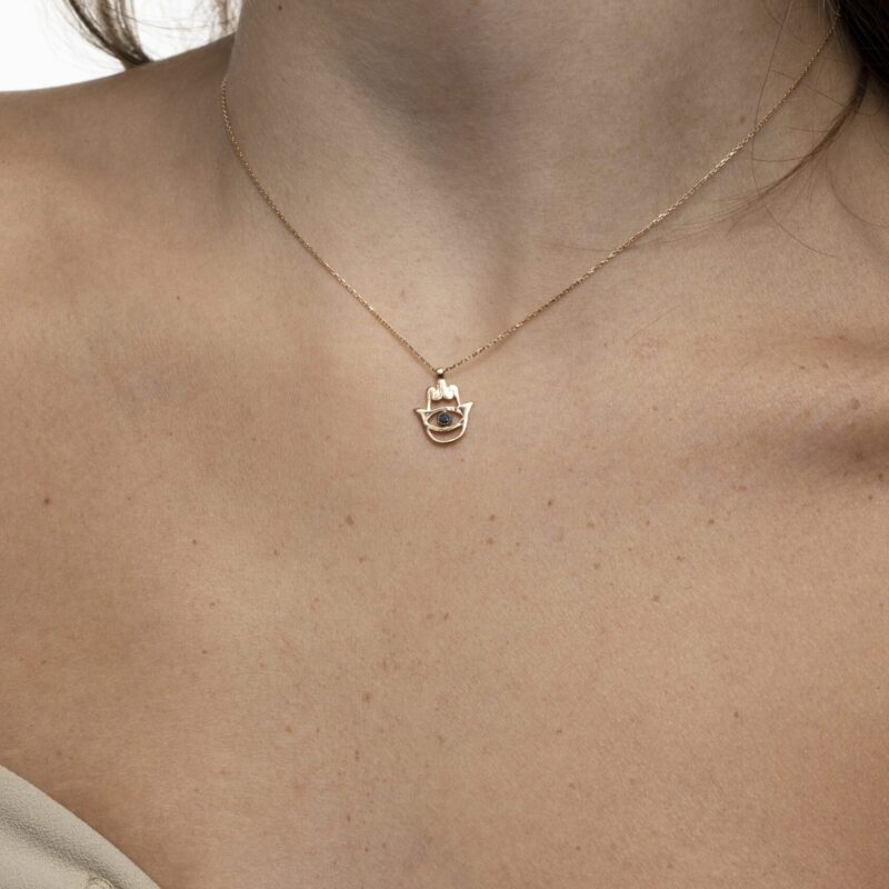 Religious Hand of Fatima Diamond Necklace - Image 2