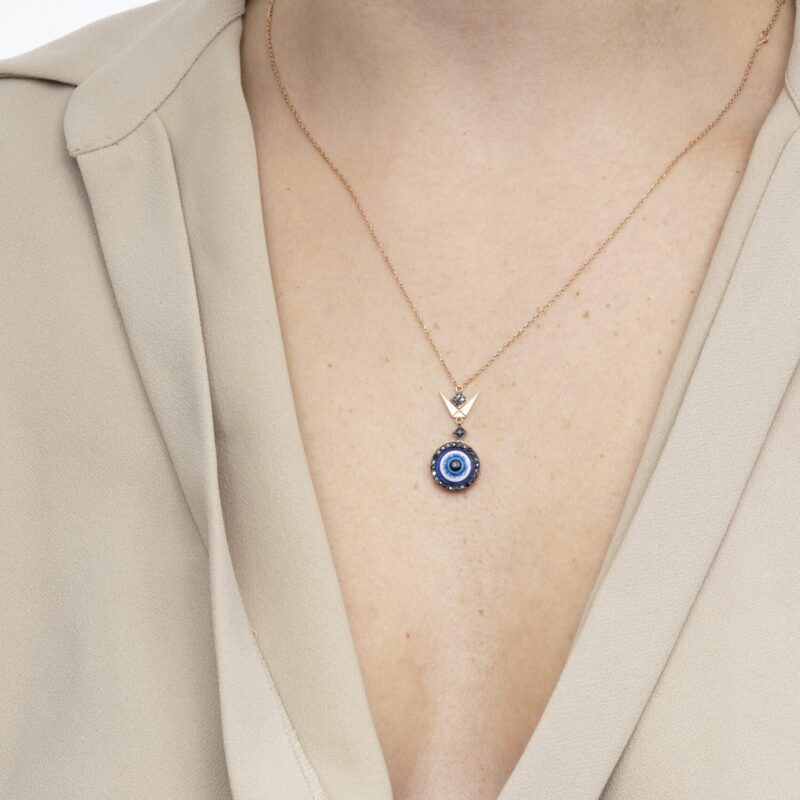 Evil Eye Diamond necklace with Black Diamonds - Image 3