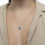 Classic Diamond Necklace with Emerald - Image 2