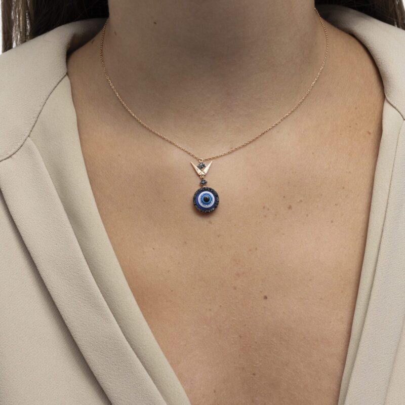 Evil Eye Diamond necklace with Black Diamonds - Image 2