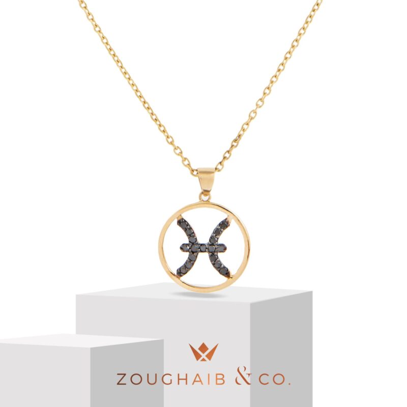 Zodiac Black Diamond Necklace Pisces - Image 2