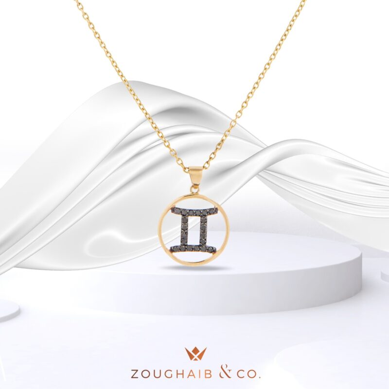 Zodiac Black Diamond Necklace Gemini - Image 2