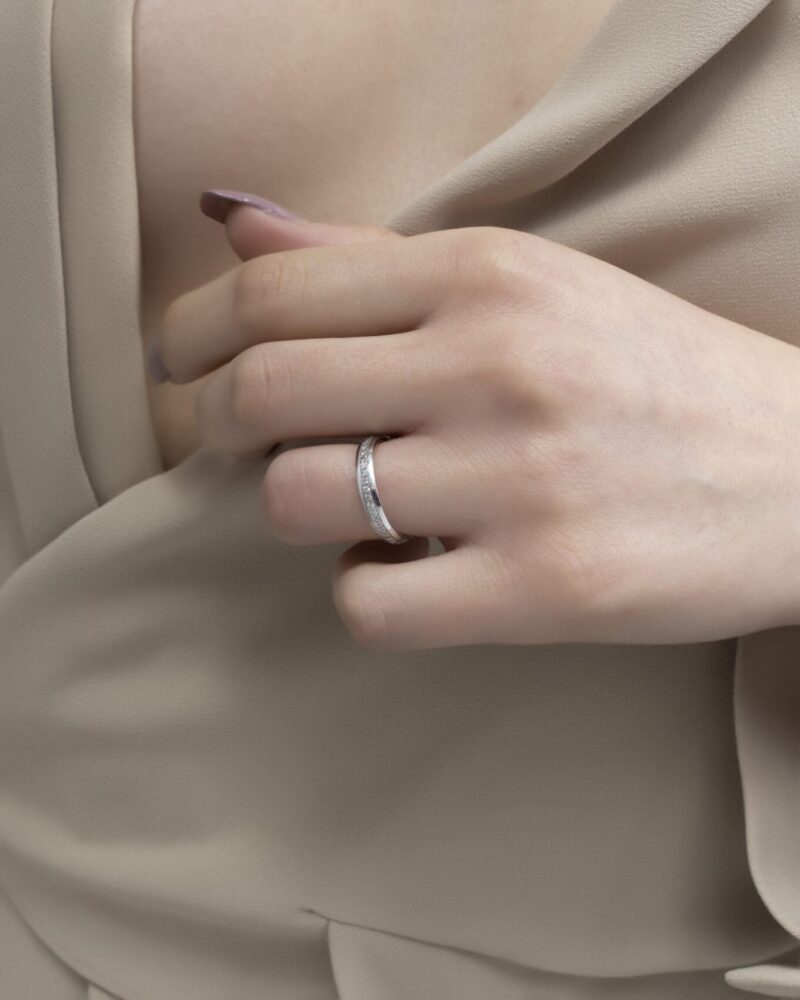Wedding Band with White Diamond - Image 2