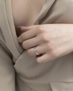 Wedding Band with White Diamond - Image 3