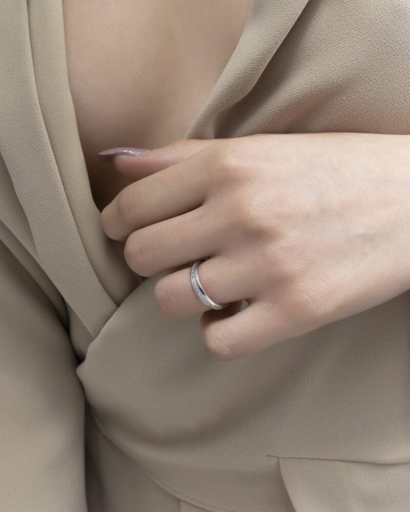 Wedding Band with White Diamond - Image 3