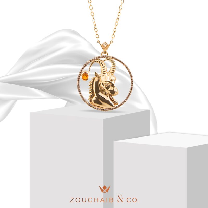 Zodiac Diamond Necklace Capricorn with Brown Diamond and Precious Stone - Image 2