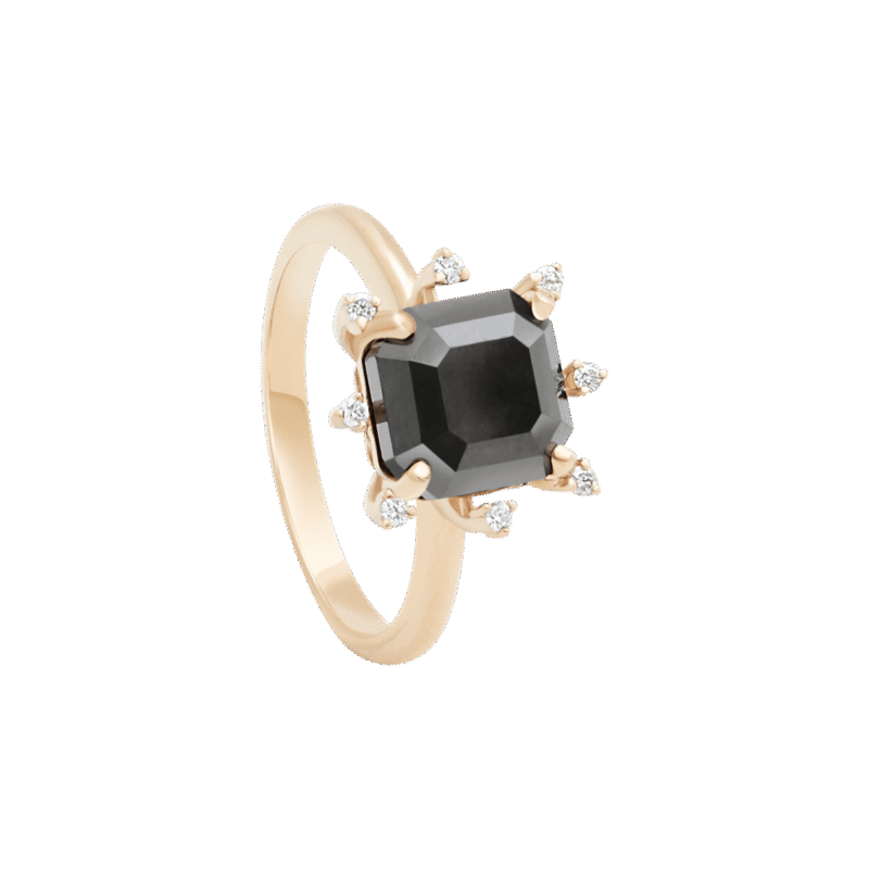 Classic Diamond Ring with Center Black Diamond - Image 2
