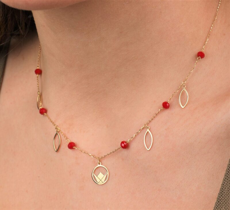 Emblem Gold Necklace with Colored stones - Image 3