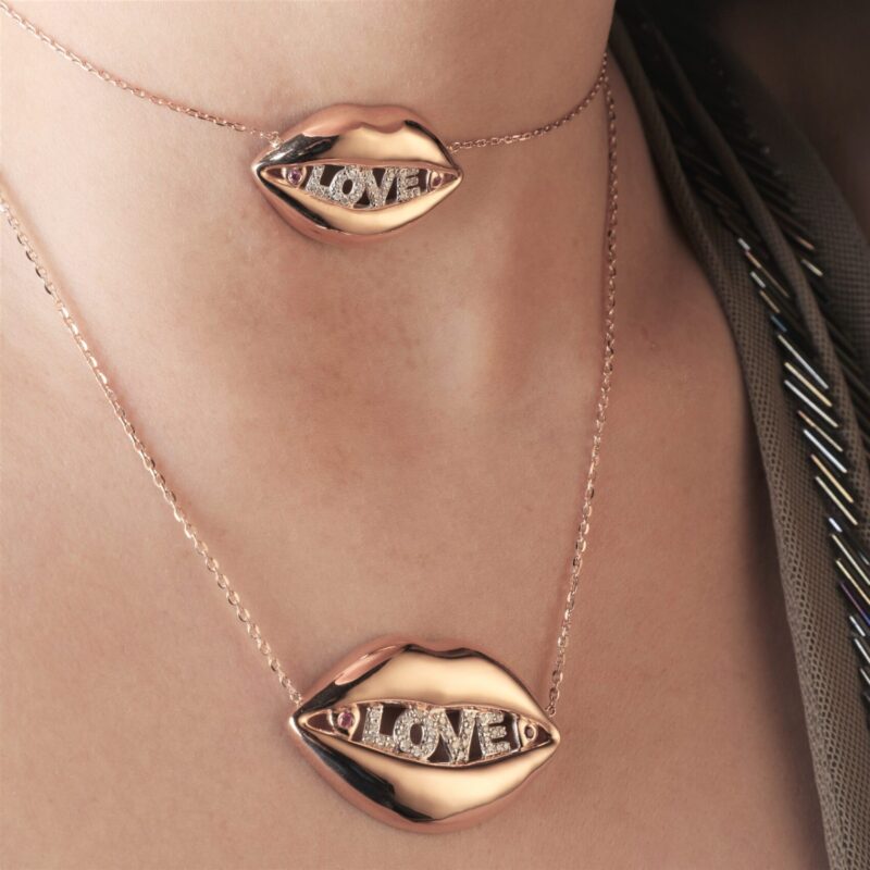 Lips Diamond Necklace Love - Image 3