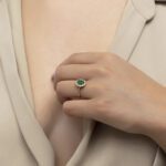 Classic Diamond Ring with Emerald - Image 2
