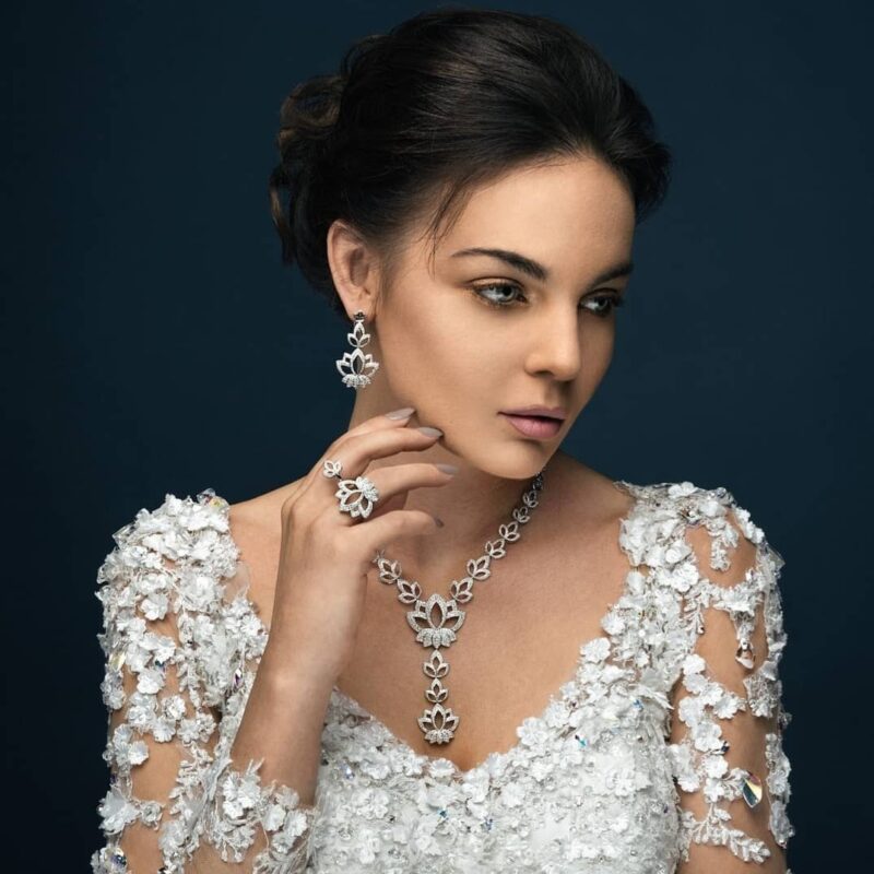Lotus Diamond Earrings - Image 2