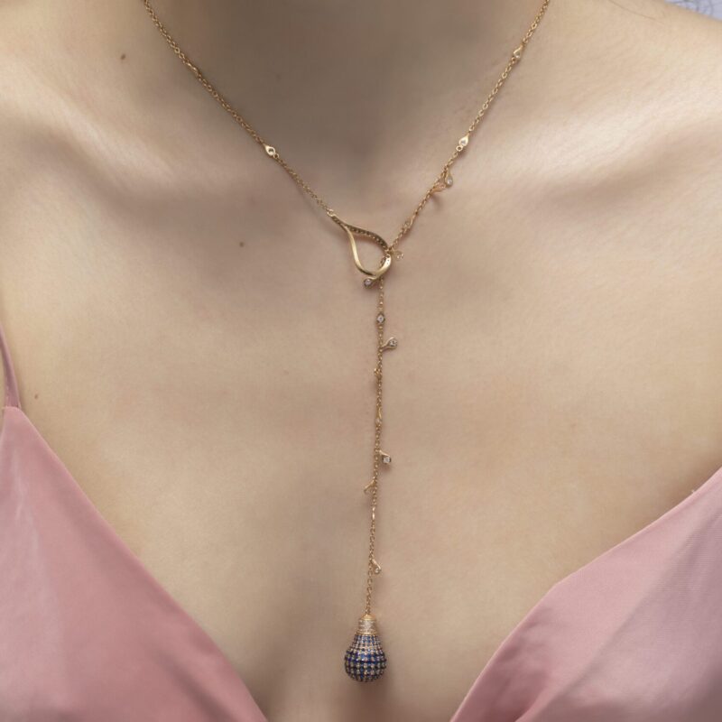 Light Diamond Necklace with Sapphire - Image 2