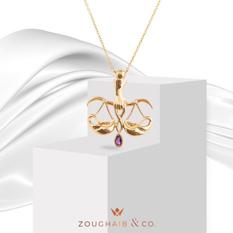 Zodiac Diamond Necklace Libra with Precious Stone - Image 2