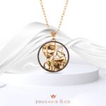 Zodiac Diamond Necklace Gemini with Black Diamond and Precious Stone - Image 3