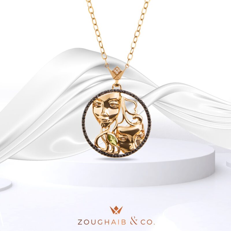 Zodiac Diamond Necklace Gemini with Black Diamond and Precious Stone - Image 3