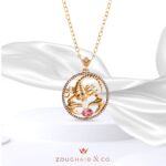 Zodiac Diamond Necklace Scorpio with Brown Diamond and Precious Stones - Image 3
