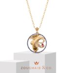 Zodiac Diamond Necklace Pisces with Sapphire Black Diamond and Precious Stone - Image 3