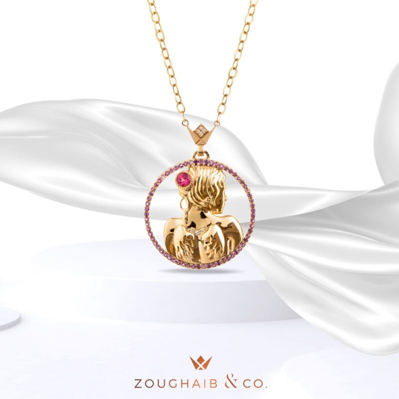 Zodiac Diamond Necklace Virgo with Precious Stone - Image 2