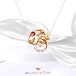 Zodiac Diamond Necklace Scorpio with Precious Stones - Image 2