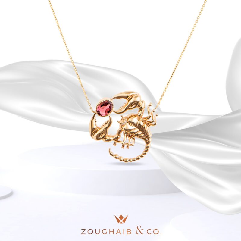 Zodiac Diamond Necklace Scorpio with Precious Stones - Image 2