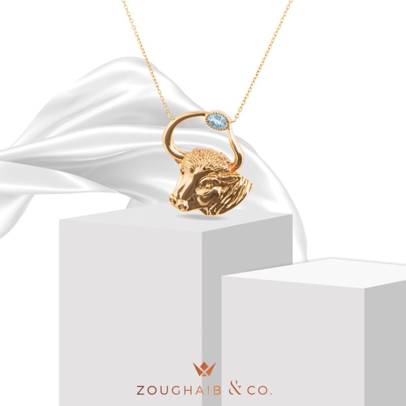 Zodiac Diamond Necklace Taurus with Precious Stone - Image 2
