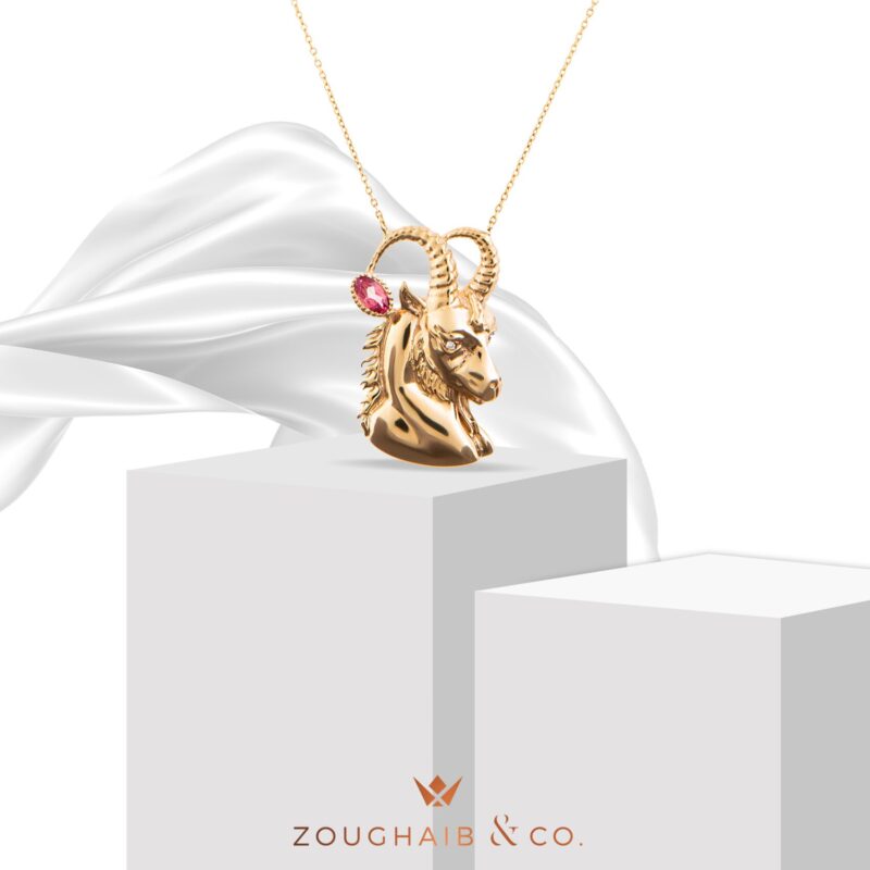 Zodiac Diamond Necklace Capricorn with Precious Stone - Image 2