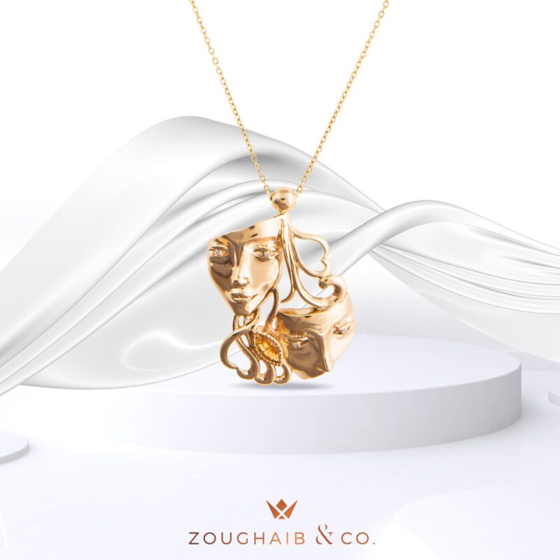 Zodiac Diamond Necklace Gemini with Precious Stone - Image 2