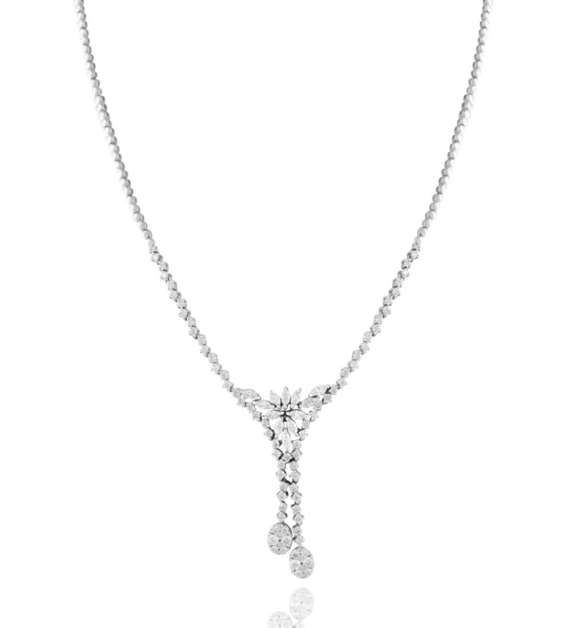 Classic Diamond Necklace with Marquise - Image 3